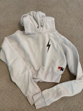 Aviator Nation White Pullover with Graphic Label